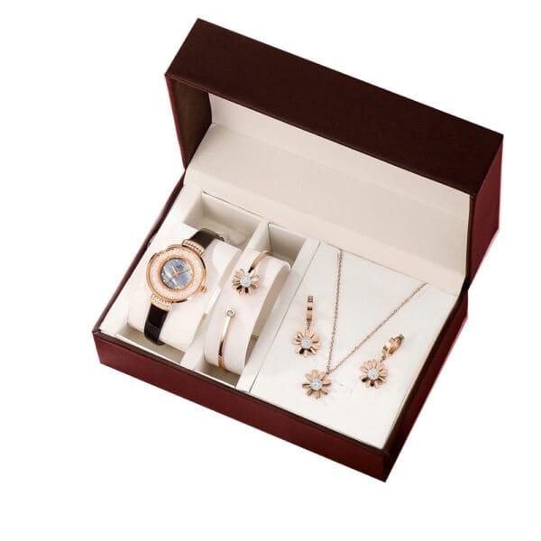 Coffret Montre Femme Quartz Élégance Florale - 3 Couleurs