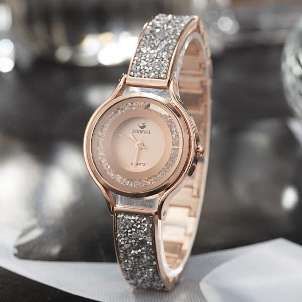 Coffret montre femme zircon & collier diamant - Élégance quartz